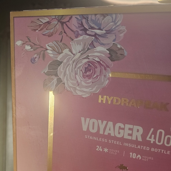 Hydrapeak Floral Tumbler with Lid - Pink and Gold - Picture 7 of 12